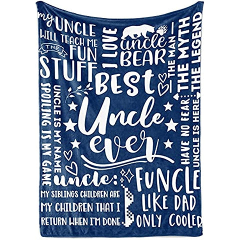 Gifts for Uncle, Throw Blanket for Uncle, Presents from Niece and Nephew for Christmas, Birthday, Father's Day - 50" x 65" Best Uncle Ever Bear