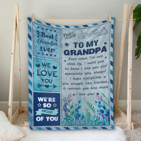 Grandpa Blanket - Grandpa Gifts, Gift for Grandpa, Birthday Gifts for Great Grandpa from Grandchildren, Grandpa Blanket Throw