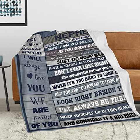 Nephew Gifts from Auntie, Gifts for Nephew Throw Blanket 60’’x50’’, Nephew Gifts from Aunt Uncle, Birthday Gifts for Nephew, Nephew Christmas Graduation Gift Ideas, Best Nephew Ever Blanket