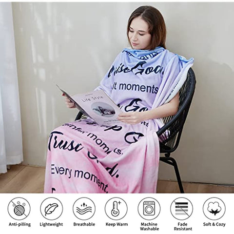 Bible Verse Blanket Christian Gifts for Women, Religious Gifts Healing Throw Blanket with Inspirational Thoughts and Prayers, Soft Fleece Blanket Birthday for Women 40"X50"