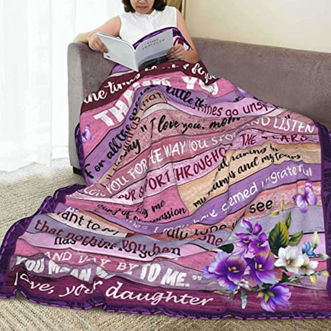Gifts for Mom to My Mom Throw Blanket Mothers Day Blanket Gifts for Mom from Daughter Flowers Ultra-Soft Micro Fleece Blankets Birthday Gifts for Bed Couch Travel Beach 50"x60"