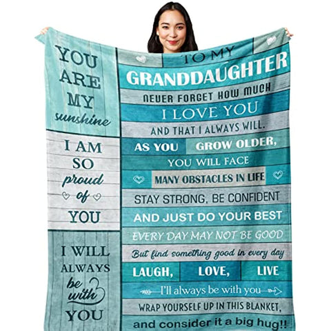 Mothers Day for Granddaughter,Granddaughter Gifts from Grandma/Grandpa,Gifts for Granddaughter,Granddaughter Gifts for Christmas Birthday Graduation Wedding Valentine Christmas Blanket 60”x50”