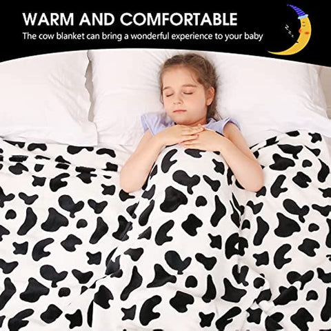 Cow Print Blanket, Fuzzy Baby Girl Cow Print Throw Blankets for Couch, Kids Fleece Throw Blanket, Soft Warm Plush Cow Toddler Blanket for Boys, Flannel Throw Blankets for Children