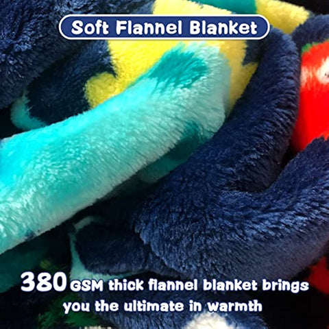 Dinosaur Blanket for Boys, Kids Dinosaur Throw Blanket for Boys and Girls, Fluffy Cozy Dinosaur Fleece Blanket with Vibrant Colors and Cute Design, Soft and Warm Throw Blanket - 50x60 Inches