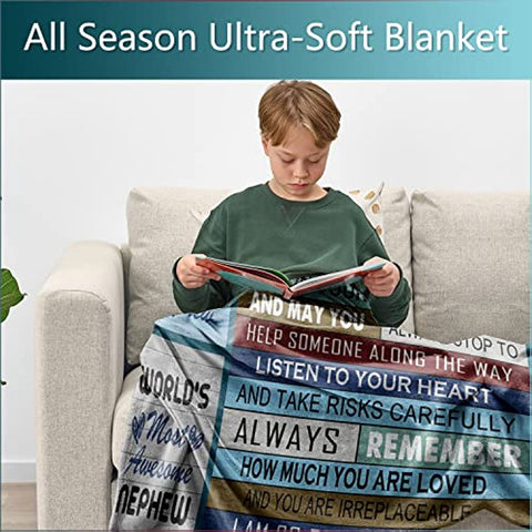 Nephew Gifts, Gifts for Nephew Blanket, Nephew Gifts from Auntie, Throw Blanket Gifts for Nephew from Aunt,Nephew Birthday Gifts from Auntie,Anniversary Valentine for Nephew 60"x50"