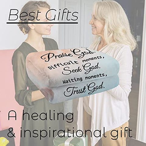 Christian Gifts for Women Healing Soft Blanket with Inspirational Religious Lightweight Cozy Plush Throw Blanket for Couch Get Well Soon Gifts for Women Men 40 x 50 inch