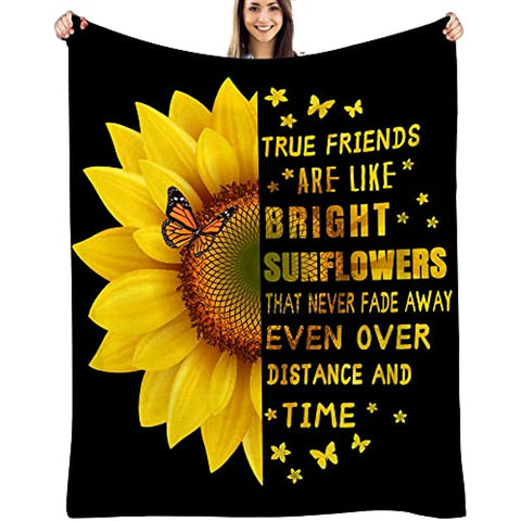 Sunflower Gifts for Women Sunflower Blanket for Women Friend Butterfly Blanket Inspirational Friendship Gift for Women 50*60in…