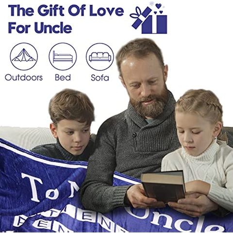 Uncle Gifts Throw Blanket Uncle, 50"x60" Blanket, Gifts for Uncle from Niece Nephew Cozy Soft Blankets Christmas Thanksgiving Happy Birthday Gifts for Uncle