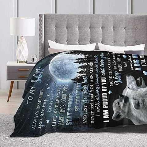 To My Son Blanket from Mom Birthday Gifts Graduation Gifts for Son Flannel Blanket for Couch Sofa Bedroom 50"x60"