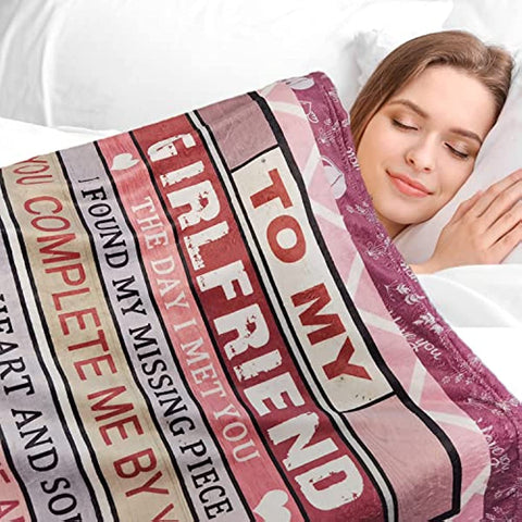 To My Girlfriend Blanket, Valentine's Day Gifts for Girlfriend, Girlfriend Birthday Gifts, Romantic Gifts for Her Girlfriend, Girlfriend Gifts, Soft Flannel Throw Blankets 50"x60"