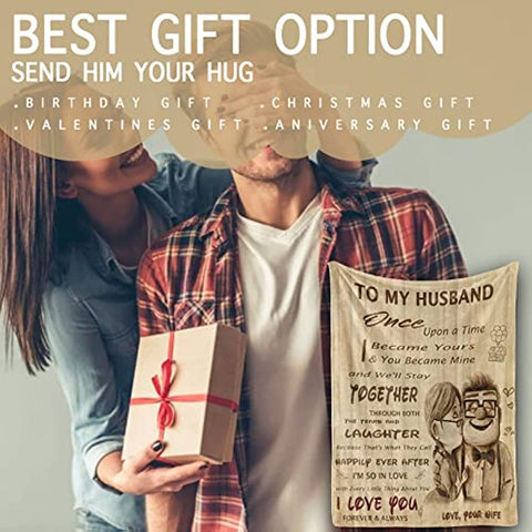 Gifts for Husband from Wife, to My Husband Blanket Wedding Anniversary Romantic Gifts for Husband Birthday Christmas Valentine's Fathers Day Healing Thoughts Blanket, Presents for Him 60" x 50"