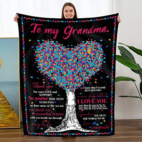 Mothers Day Birthday Gifts for Grandma from Granddaughter, Grandma Gift Mother's Day Soft Bed Grandma Blanket