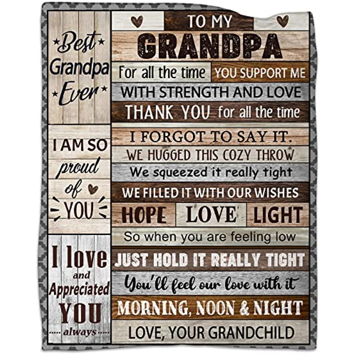 Grandpa Gift Blanket, Mothers Day Blanket for Grandpa, Blanket for Grandpa, Grandpa Gifts from Granddaughter Grandson Blanket 60" x 50" -Grandpa Birthday