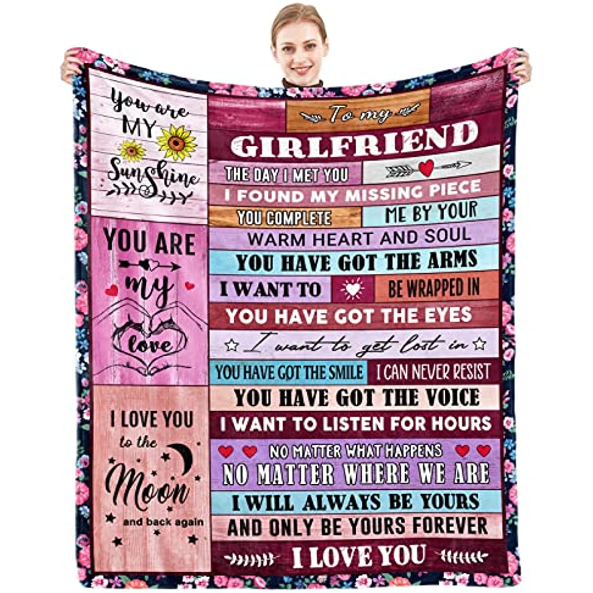 To My Girlfriend Blanket Girlfriend Gifts I Love You Blessing Sweet Sayings QuoteThrow Blankets Birthday Gifts for Her Anniversary Present Soft Blankets for Bed Sofa and Couch (Purple, 60"x50")