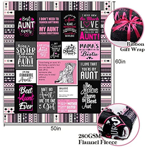 Best Aunt Gifts from Niece Aunt Birthday Gift | Best Aunt Ever Blanket with Great Sentences | Best Aunt Auntie Ever Gift from Nephew Happy Christmas Bday Present for Auntie Throw Blanket 50” X 60”