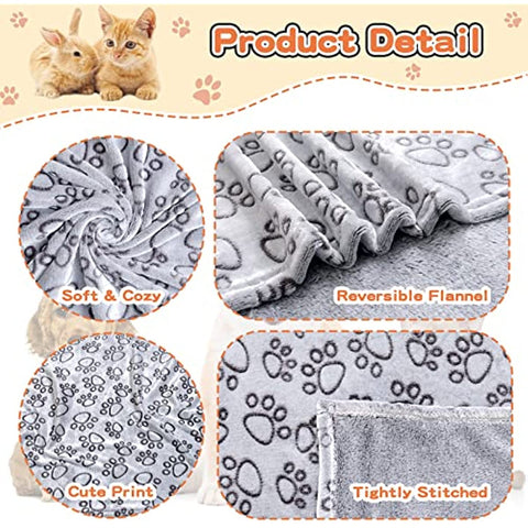 1 Pack 3 Dog Blankets for Medium Dogs, Soft Fleece Dog Blanket Fluffy Pet Blanket Warm Sleep Mat Grey Cute Paw Print Puppy Cat Blanket, Flannel Throw for Washable Dog Bed, Blanket for Dogs, 41"X31"