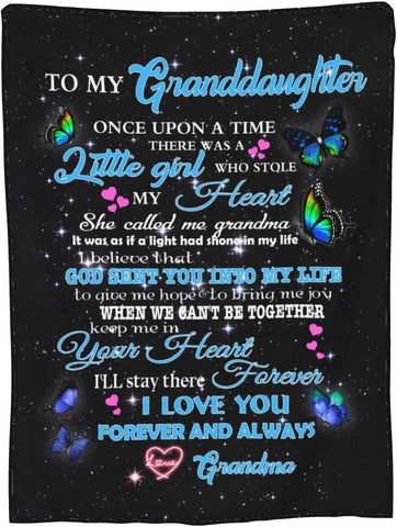 Granddaughter Gifts from Grandma, Granddaughter Blanket,Gifts for Granddaughter,Anniversary-Soft Butterfly Granddaughter Blanket from Grandma 40 x 50 in