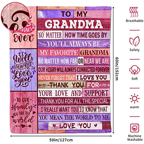 Grandma Gifts Throw Blanket Best Birthday Gifts for Grandma Nana Gifts from Grandchildren Granddaughter Blanket Grandmother (Grandma Gifts, 60"X50")