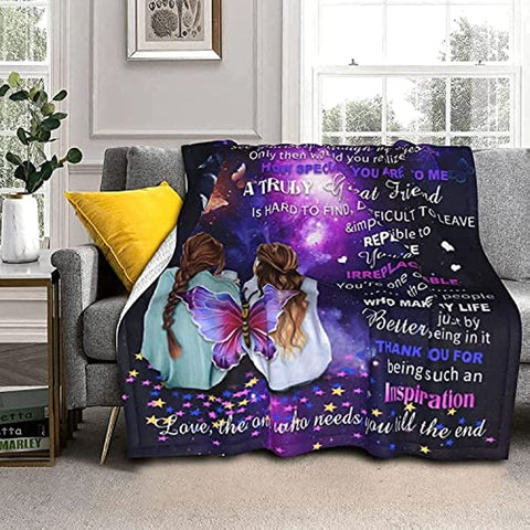 To My Bestie Gift Blanket Super Soft Fleece Throw Blankets for Women, Girls, BFF, Sisters, Friendship, Friend Gifts for Birthday Christmas Microfiber Cozy Throws for Home Bed Sofa 60"x 50"