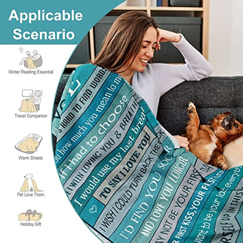Mother's Day for Wife Gift Blanket 50''x60'', Romantic Gifts for Her, Gifts for Wife from Husband, Wife Birthday Gift Ideas, Wedding Anniversary Great Gifts for Wife