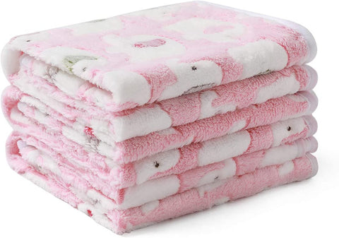 1 Pack 3 Blankets Super Soft Fluffy Premium Cute Elephant Pattern Pet Blanket Flannel Throw for Dog Puppy Cat Blue/Pink/Yellow Small(23x16 inch)