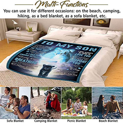 Gift for Son, to My Son Blanket Letter Printed Quilts Personalized Air Mail Blanket from Mom（50*60）