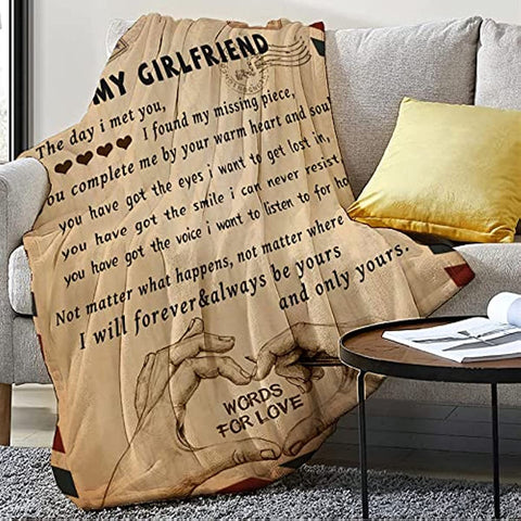 Gifts for Girlfriend to My Girlfriend Blanket Romantic Gifts for Her I Love You Throw Blankets Birthday Anniversary Cute Presents from Boyfriend Soft Blankets for Bed Sofa 50"x60"