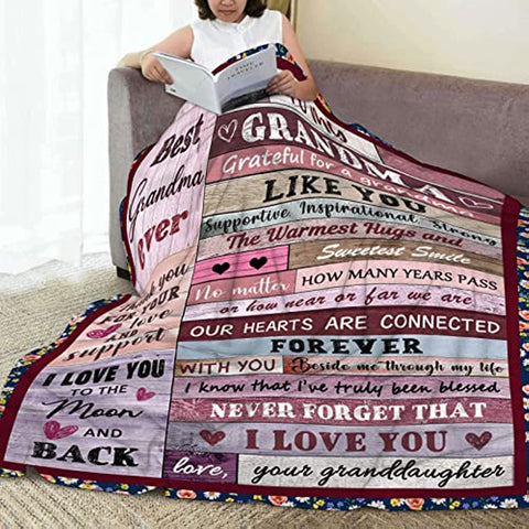 Grandma Gifts Blankets from Granddaughter Mothers Day Blanket Gifts for Grandma Birthday Gifts for Grandma Christmas Thanksgiving Gifts Ideas Throw Blankets 50"x60"