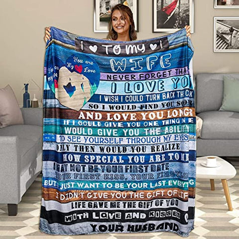 Gifts for Wife, to My Wife Blanket 50" x 60", Romantic Gifts for Wife, Gift for Wife from Husband, Soft Throw Blanket for Wife Birthday Wedding Valentine's Mother's Day Christmas