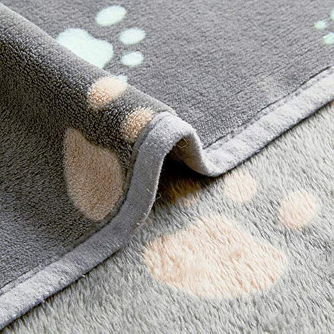 Super Soft and Premium Fuzzy Flannel Fleece Pet Dog Blanket, The Cute Print Design Washable Fluffy Blanket for Puppy Cat Kitten Indoor or Outdoor, Grey, 31 x 24 Inches