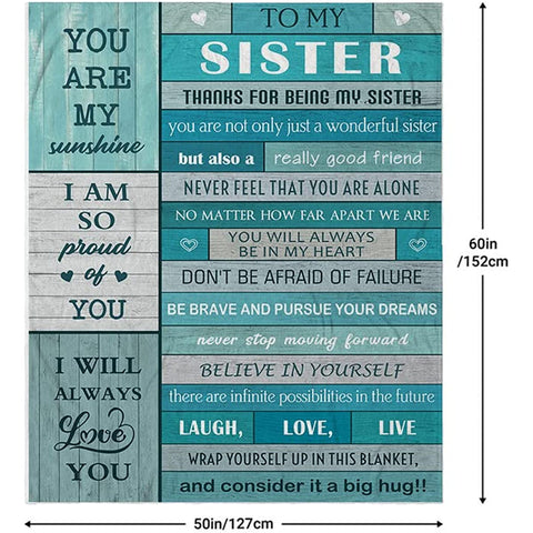Mothers Day for Sister,Sister Birthday Gifts from Sister/Brother,Big Sister Gift,Gifts for Sister,Sisters Gifts from Sister for Graduation for Sisters from Sisters Blanket 60”x50”