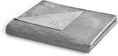 Cooling Bamboo & Cozy Velvet Dual-Sided Duvet for Weighted Blankets (80''x87'') - Blue Grey Print