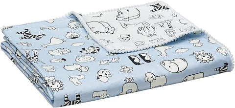Cooling Bamboo & Cozy Velvet Dual-Sided Duvet for Weighted Blankets (80''x87'') - Blue Grey Print