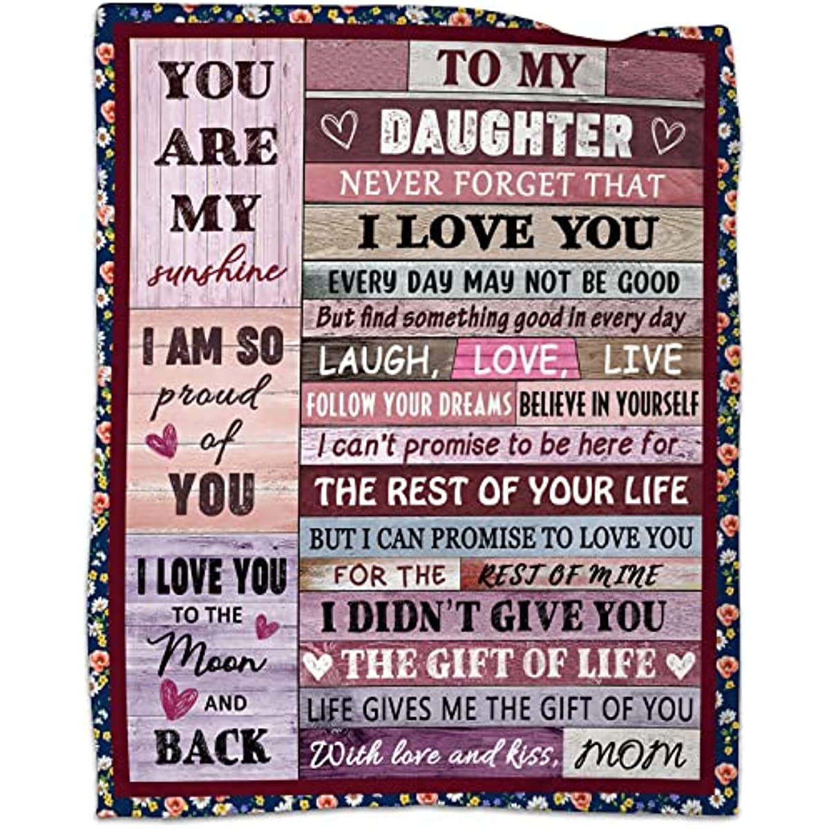 to My Daughter Gifts Throw Blanket Daughter Blankets from Mom Birthday Gifts from Mother Christmas Thanksgiving New Year Valentines Day Gifts 50"x60"