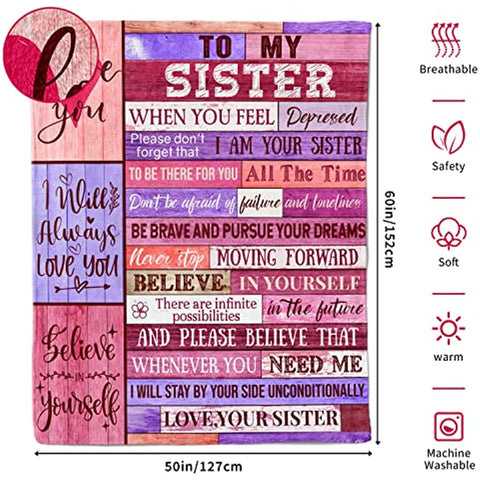 Sister Gifts from Sister Gifts Birthday Gifts from Sister Throw Blanket Sister Gifts Blanket Best Sister in Laws Gifts for Sister from Sisters (Sister Gifts, 60"X50")