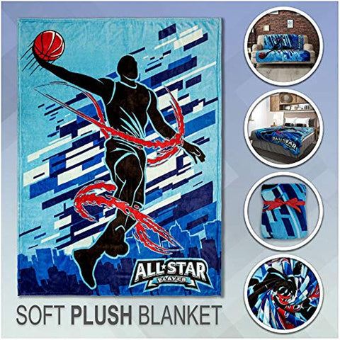 Basketball All-Star Super Plush Blanket Sports Fan Blankets - Perfect for Kids, Decor, Sporting Events, etc!