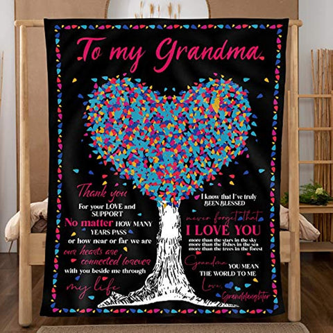 Mothers Day Birthday Gifts for Grandma from Granddaughter, Grandma Gift Mother's Day Soft Bed Grandma Blanket
