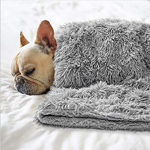 Medium Dog Blanket for Couch Bed Crate, Cozy Reversible Fleece Dog Blanket, Washable Fluffy Throw Blankets 30x40 Inches Grey