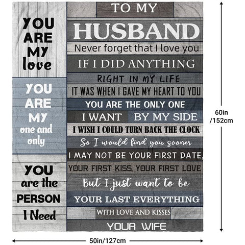 Gift for Him/Husband/Men,Husband Birthday Gift, Fathers Day Anniversary Valentines Gifts for Husband, Husband Gifts from Wife, Romantic Presents I Love You Gifts Blanket 60''x50''