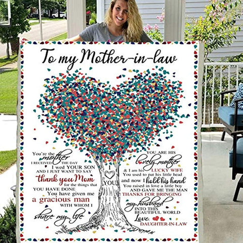 Mother's Day to My Mother in Law mom Gift Fleece Blanket for Women (X-Large 80 X 60 INCH)