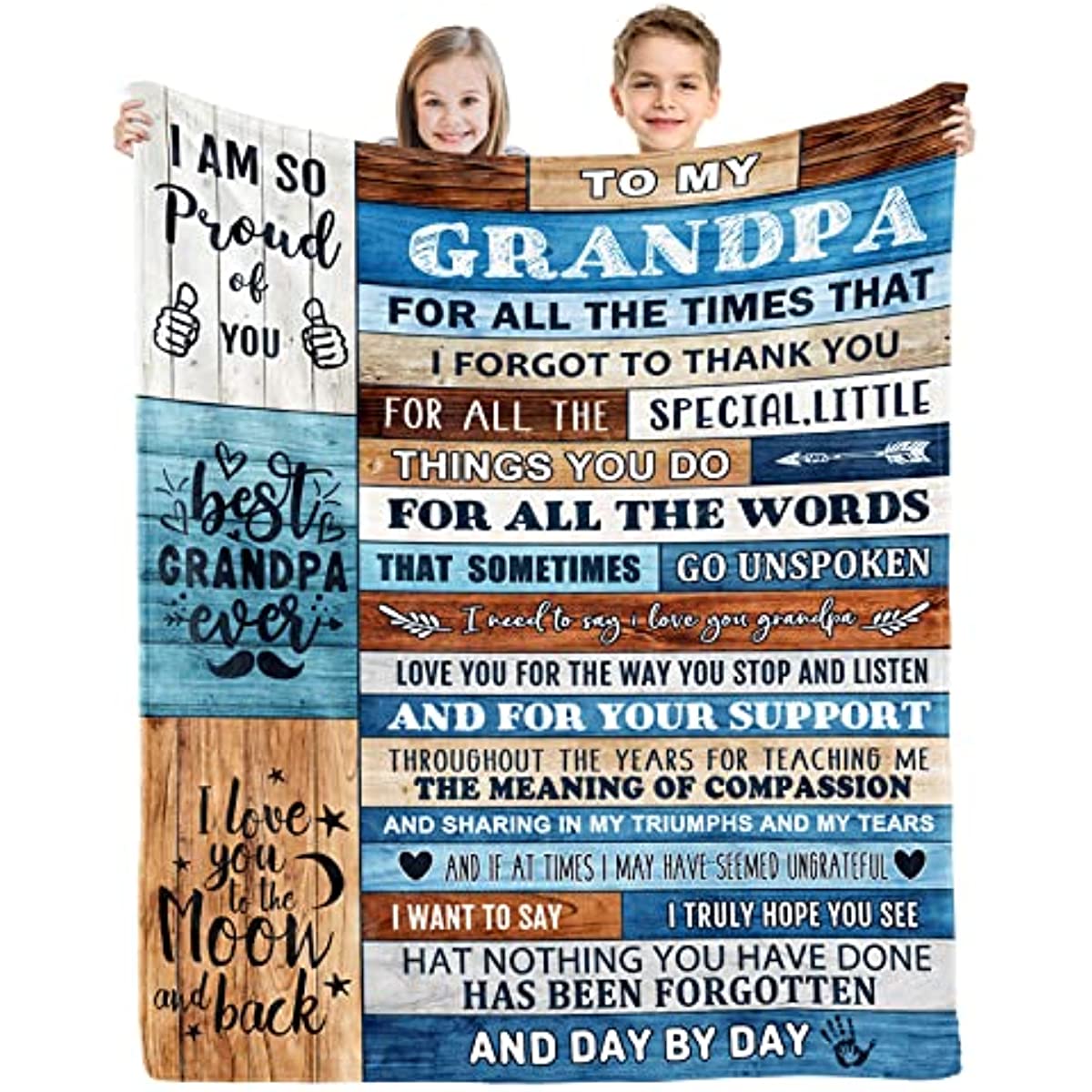 Grandpa Gifts Throw Blanket, Father's Day,Birthday Gifts for Grandpa, Best Grandpa Gifts from Grandchildren,Great Retirement Gift Super Soft Light Weight Couch Bed Christmas Throw Blanket 60'' x 50''