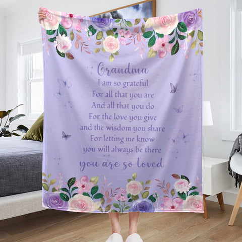 Gifts for Grandma Blanket, Best Grandma Gifts, Gifts for Grandma from Granddaughter, Grandma Gifts for Mothers Day Christmas Birthday, Throw Blanket 40 × 50 Inches