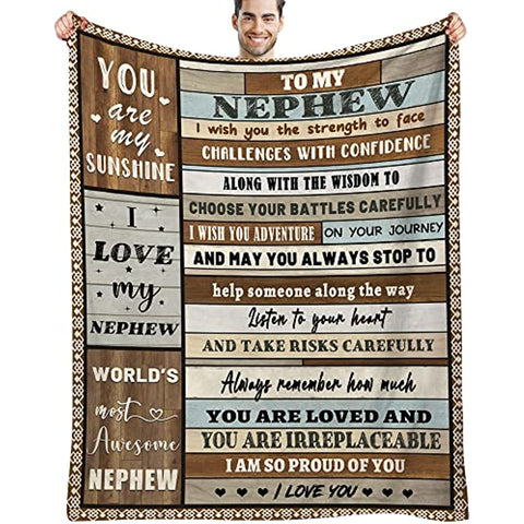 Nephew Gifts from Auntie Blanket, Gifts for Nephew , Nephew Gifts from Aunt Uncle ,Nephew Christmas Graduation Gift Ideas, Birthday Gifts for Nephew Throw Blanket 60’’x50’’