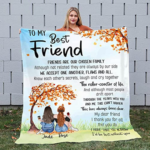 Custom Best Friend Blanket for Friends, to My Best Friends Blanket, Friendship Blanket for Women, Personalized Blanket Gifts for Women, Personalized Blanket to My Bestie Throw Blanket for BFF