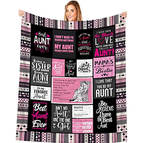 Best Aunt Gifts from Niece Aunt Birthday Gift | Best Aunt Ever Blanket with Great Sentences | Best Aunt Auntie Ever Gift from Nephew Happy Christmas Bday Present for Auntie Throw Blanket 50” X 60”
