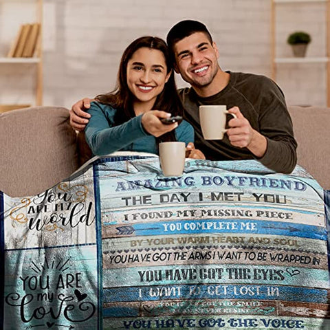 Blanket for Boyfriend, Boyfriend Gifts from Girlfriend, Anniversary Birthday Valentines Gifts for Boyfriend, to My Boyfriend Blanket Soft Warm Flannel Boyfriend Blanket 50"x60"