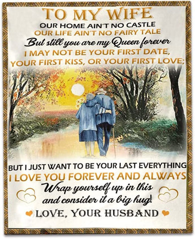 Personalized Flannel Blanket to My Wife Gift from Husband, Ultra Soft Flannel Fleece Blankets Christmas Birthday Valentine's Day Wedding Anniversary Throw Blanket Fits Couch Sofa Bed (59x79in)