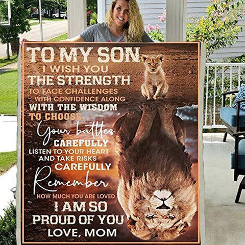 to My Son I Wish You The Strength 3D Custom Fleece Photo Blanket Fan Gift for Son Kids (X-Large 80 X 60 INCH) (80 X 60 INCH)