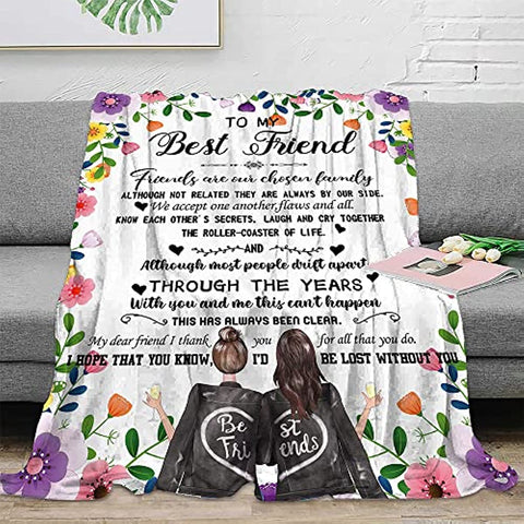 To My Best Friend Blanket, Soft Fuzzy Flannel Blanket, Friendship for Women, Teen Girls, Besties, BFF, Sister, Birthday Gift Throw Blanket (50"x60")