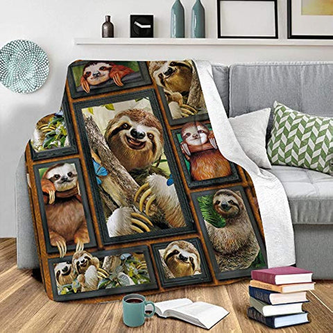 Flannel Blanket 3D Sloth Blanket Lightweight Cozy Soft Plush Throw Blanket for Sofa Couch Bed All Season (3D Sloth, 60'' x 50'')